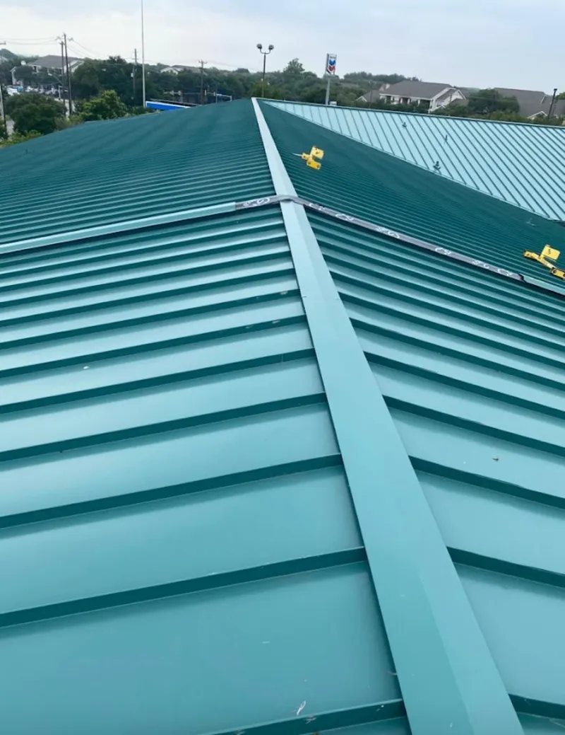 Green commercial metal roof ridge and valley for Metal Roof Repair in Lemon Grove